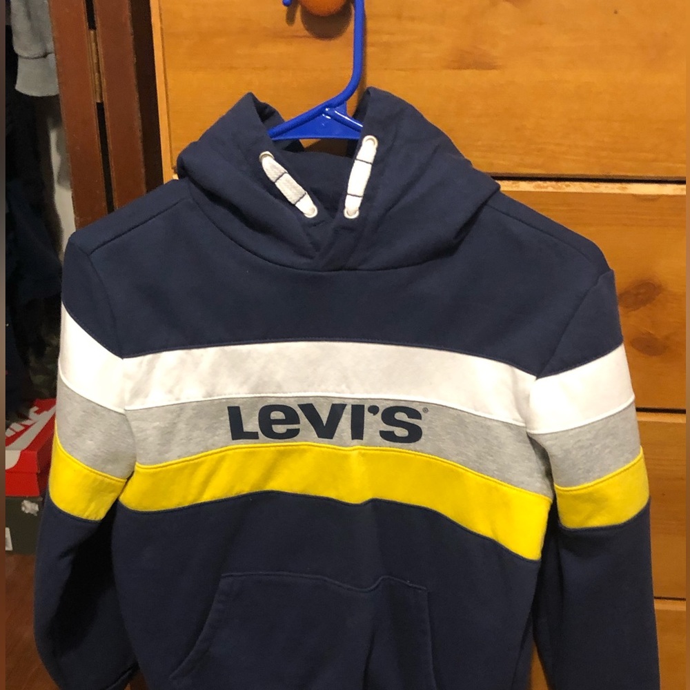 Levi hoodie blue, grey, white, yello size 10/12 M